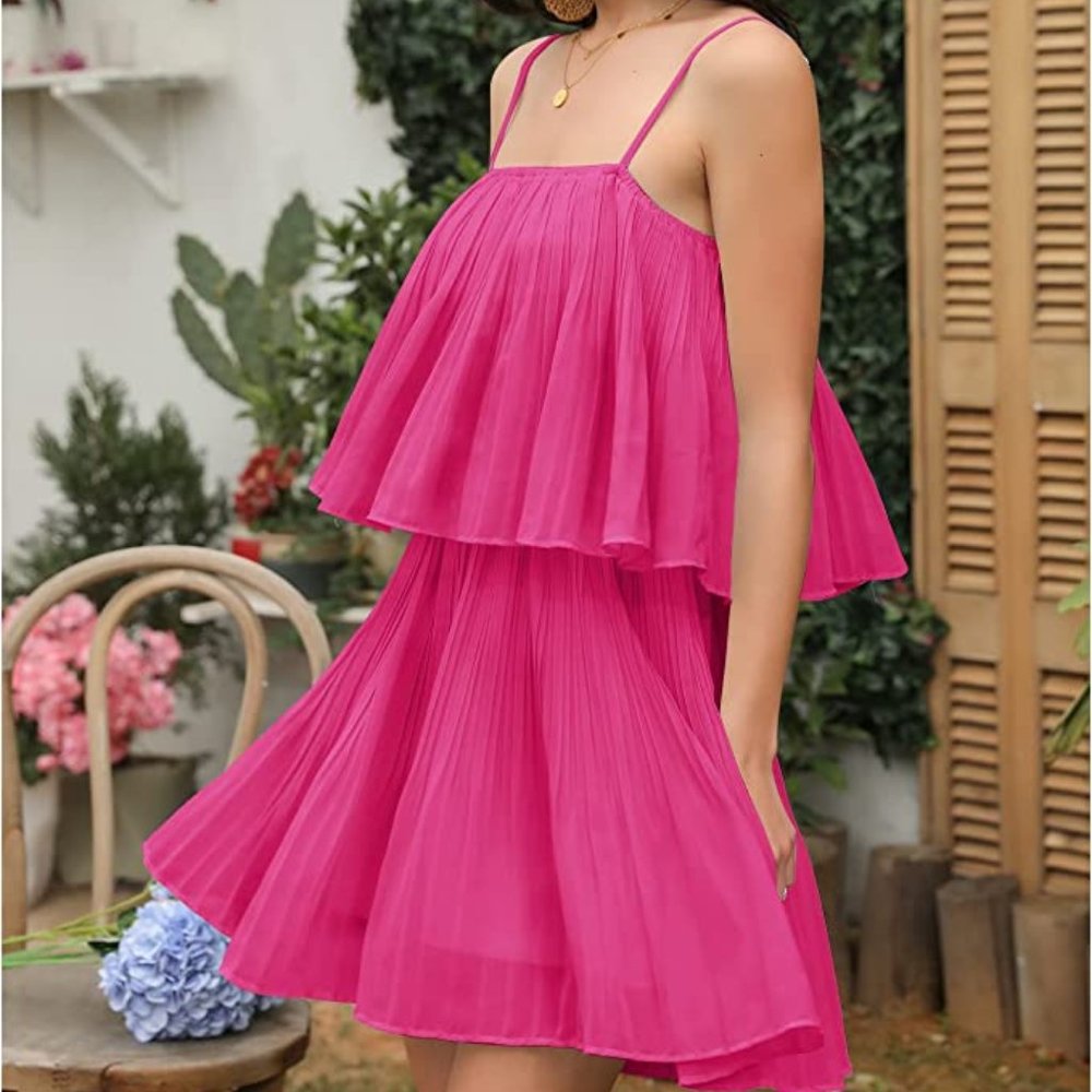 Spaghetti Strap Pleated Short Jumpsuit